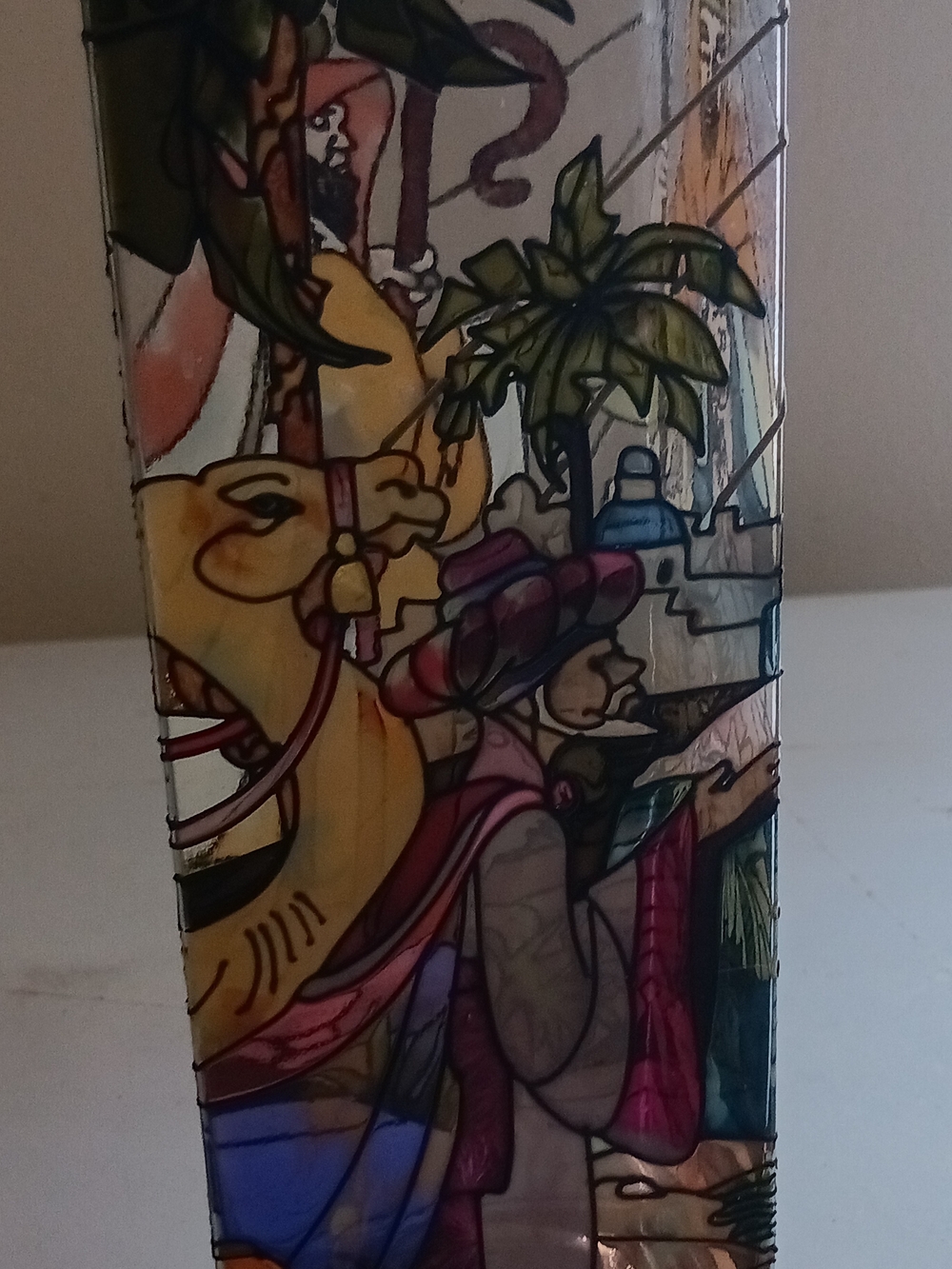 Nativity Scene Hand Painted Glass Candle Box.